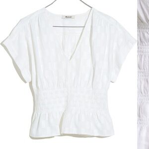 Madewell White Smocked Top